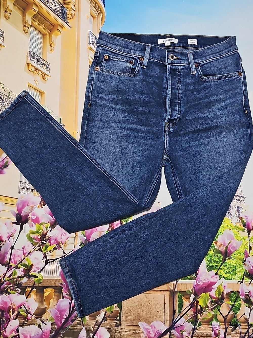 Re/Done 5 Button High Waist Denim Crop Jeans Size 28